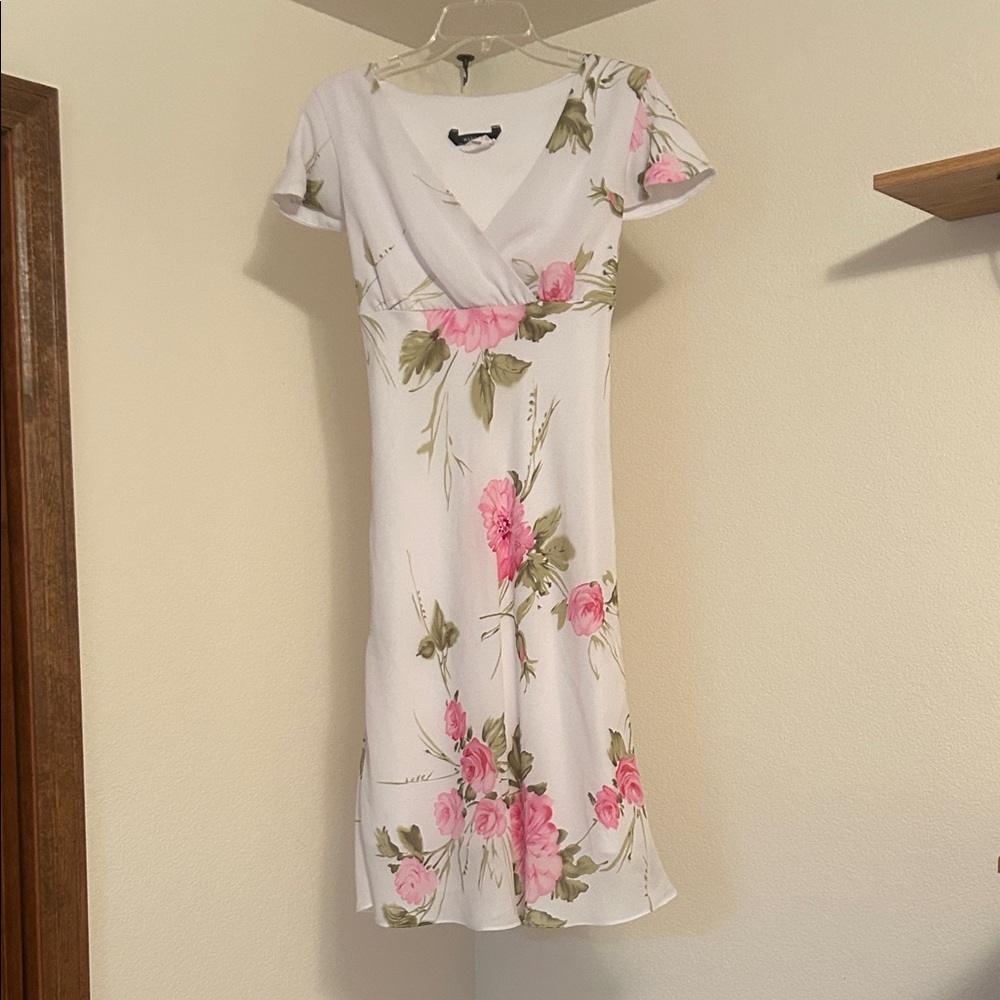 Floral White and Pink Dress